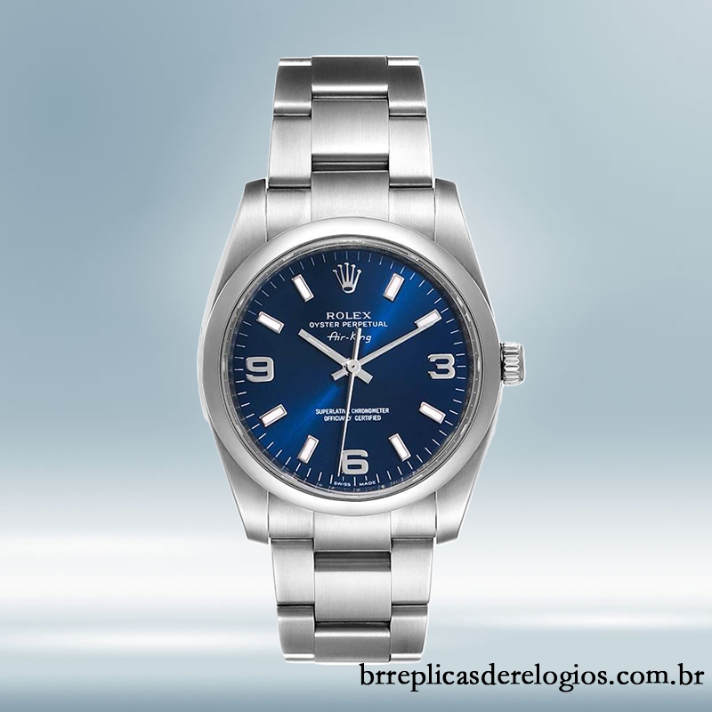 Rolex Air king 36mm masculino m114200 0014 mostrador azul Automático