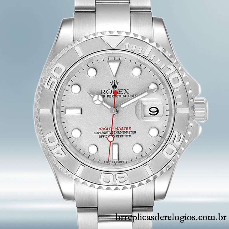 Rolex Yacht Master 16622SSO 40mm Masculino Tom Prata As Replicas De