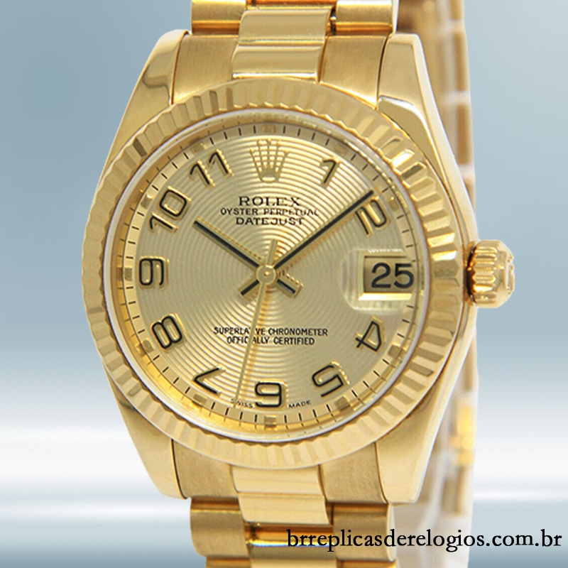 Relógio Rolex Datejust Gold Fundo Dourado